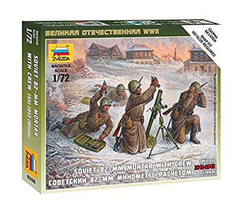 Zvezda Modelo Mortero Soviético 82mm Con Tripulación Invierno miniatura 1