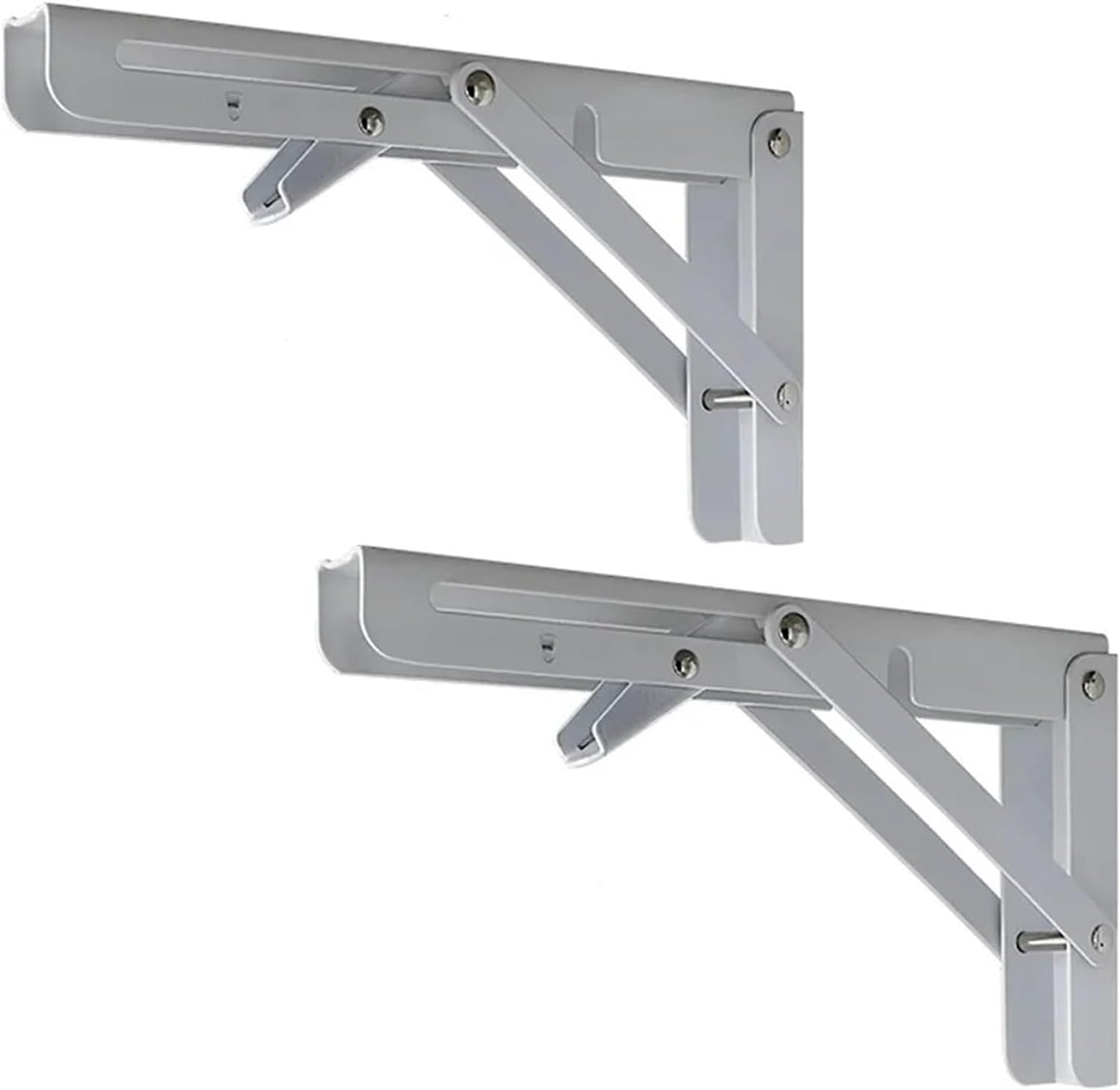 Heavy Duty Folding Shelf Brackets, Collapsible Triangular Bracket for Bench Table Wall Support(8in)