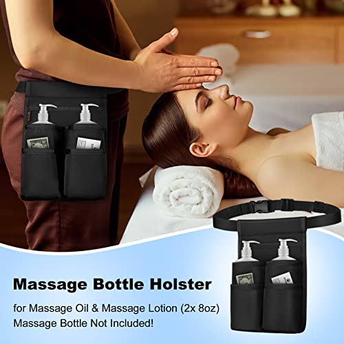 Sithon Massage Bottle Bag, Professional Massage Therapist Holster For 2 Bottles, Massage Lotion Oil Waist Holder Organizer With Adjustable Belt, Multiple Pockets (Bag Only) (Two-Bottle-Black) #TOP1