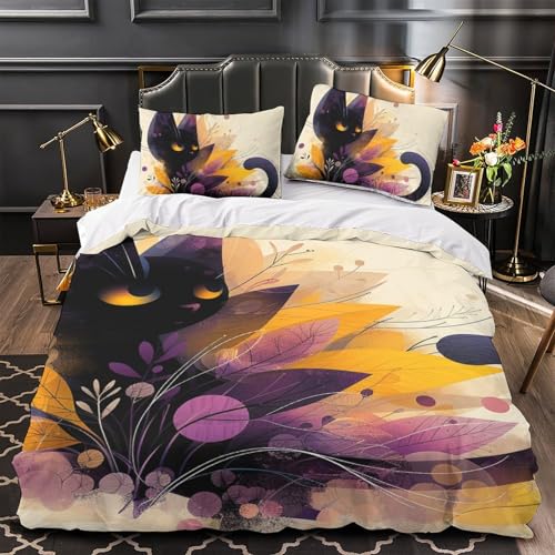 Parure de couette chat 3D microfibres 140x200 pour lit enfant - 4