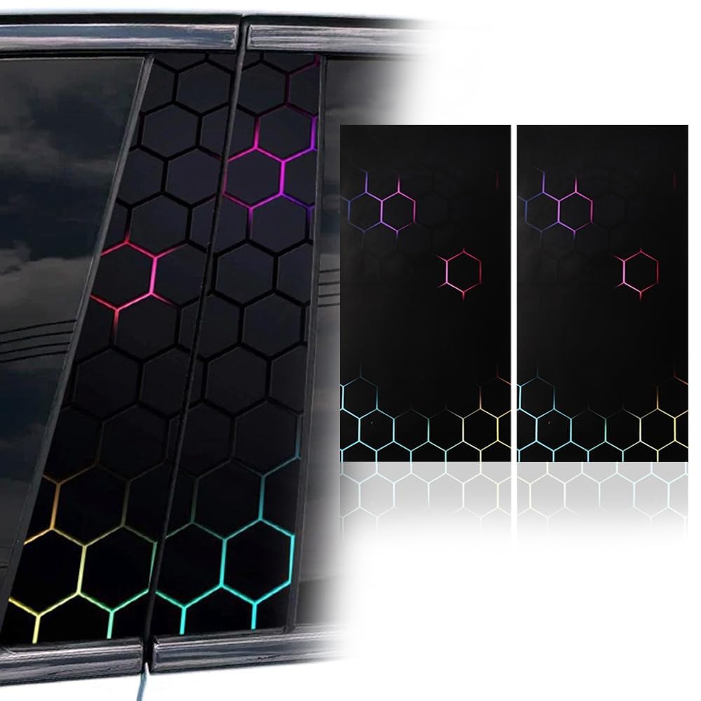 2Pcs Car Door Pillar Post Stickers for Porsche Cayenne Coupé 9YB I 2019-2025 Protective Waterproof Decorative Vinyl Wrap Trim Covers Scratch Resistant Accent Decals, Colorful