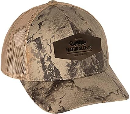 Natural Gear Trucker Hat, Baseball Hat, Unisex Polyester Hat, Camo Hunting Cap, for Men (Natural Camo Mesh, Medium Profile)