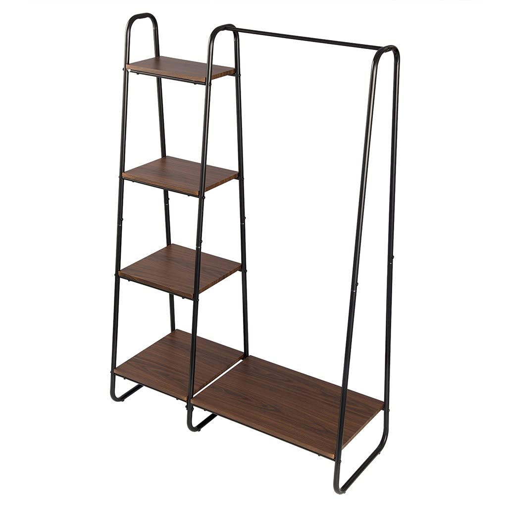 MOBYGKFY Clothes Rack Stand Hanging Clothes Quilt Shoes Bags Organizer Coat Rack with 4 Shelves 102x40x150cm(D)