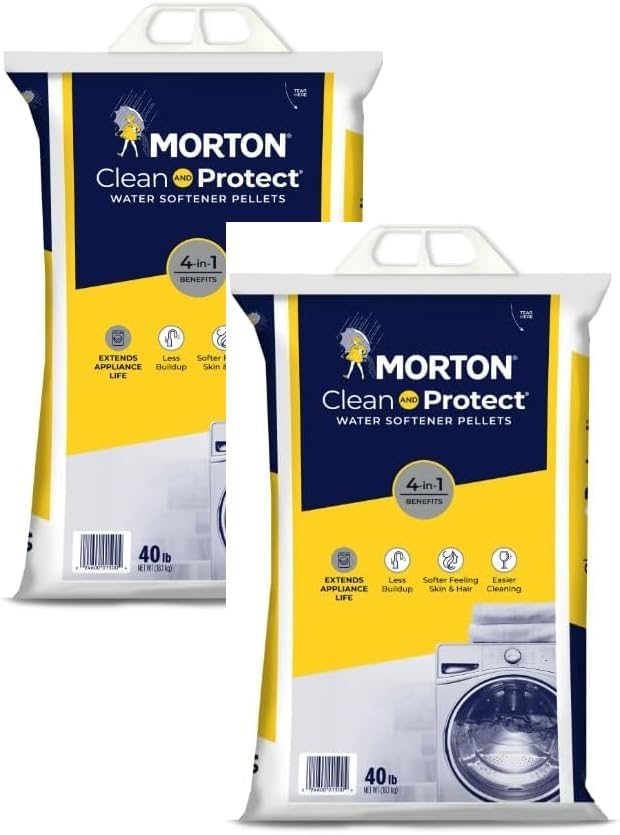 Morton Clean and Protect Water Softener Salt Pellets, 40 LB Bag (2), White