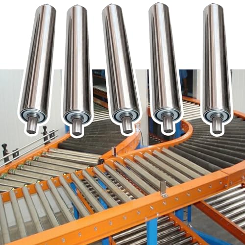 Pack Of 5 Durable Gravity Conveyor Replacement Rollers, Commercial Stainless Steels Unpowered Conveyor Belt Rollers for Factories Warehouses Wood Shop, Rolls Smooth Movement(Dia 50MM/2 Inch,L 300MM(11