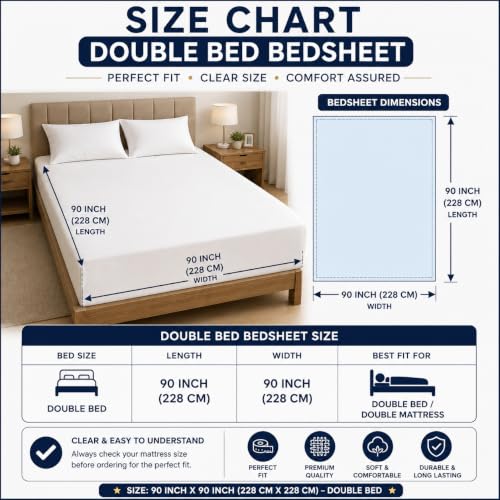 Image of IVAZA 240 TC Soft Ezyption Cotton Floral Print King Size Bedsheet - with 2 Pillow Covers, Hypoallergenic, Brethable, (Size- 90 x 90 Inch) Grey Leaf