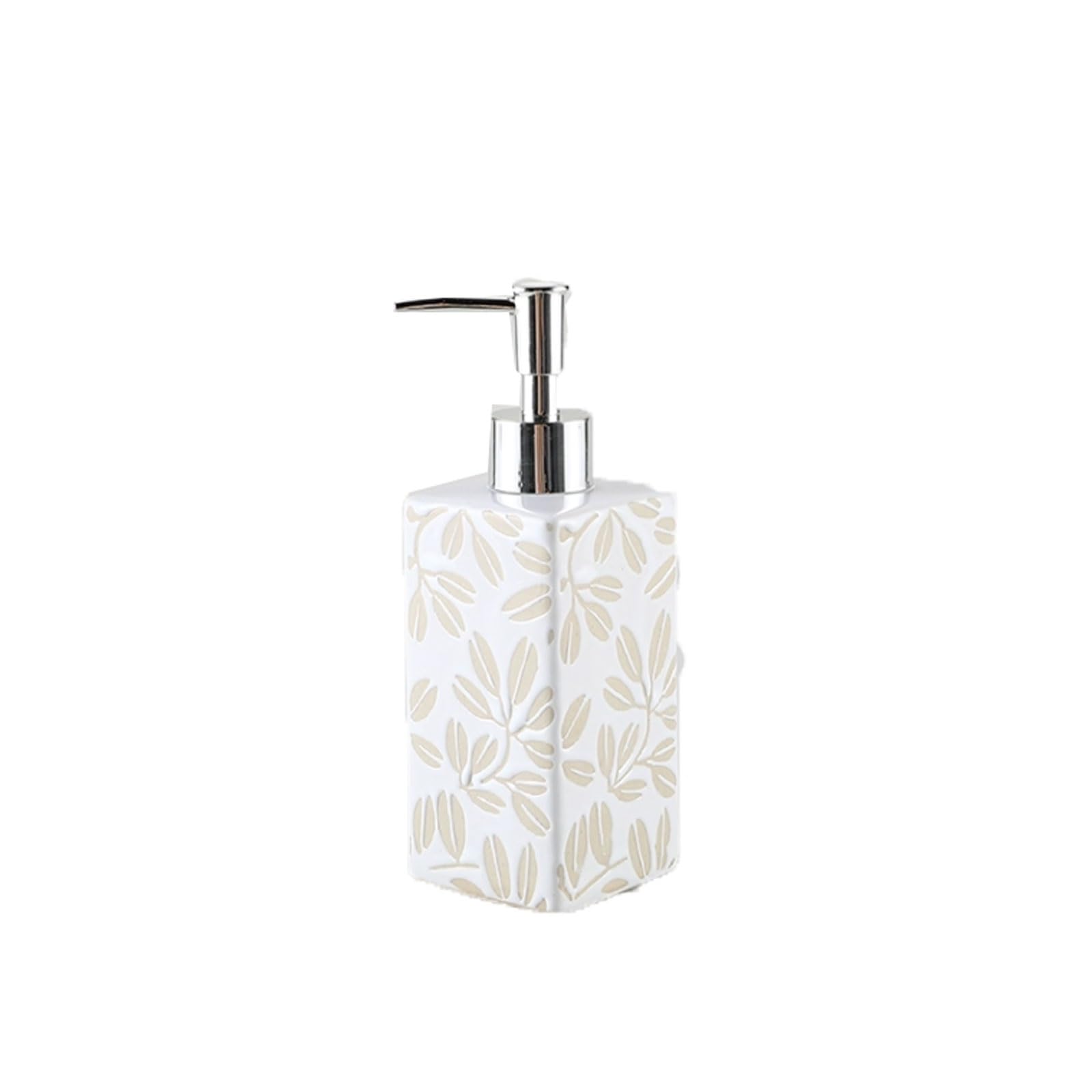 11.8oz Ceramic Soap Dispenser Square Design, Matte Textured Pump, Rounded Smooth Edges, Countertop Lotion Bottle