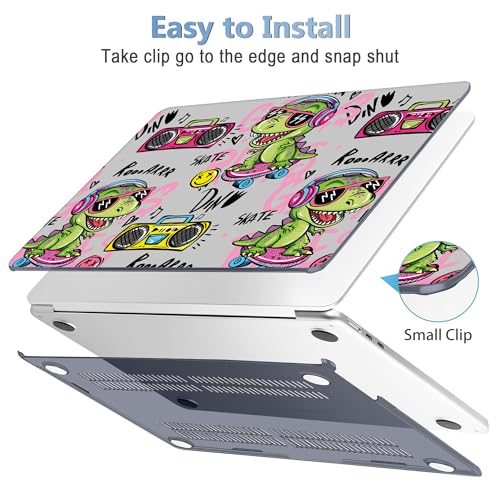 Image of Mektron Case for 2026 MacBook Air 13-inch M5 Laptop A3449 with 13.6-inch Liquid Retina Display, 2025 2024 2022 M4 /M3 /M2 MacBook Air 13 inch Hard Shell Cover, Fit Model A3240 A3113 A2681, Cool Dinosaur