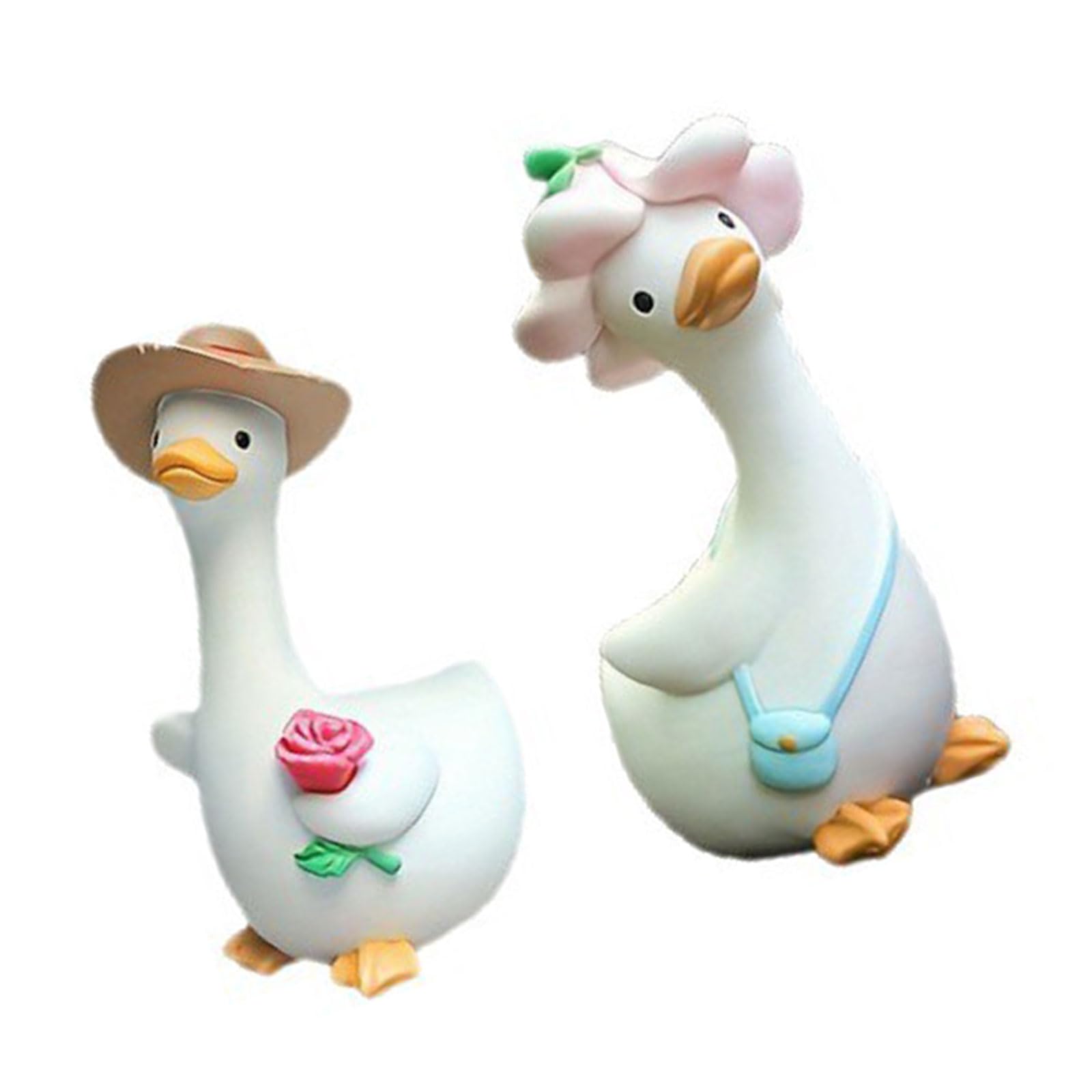 Hsioluted Of Resin Ducks Garden Sculpture Cartoon Animal Miniature Statues for Outdoor Yard Decors Farmhouses Home Ornaments White Ducks Figurine