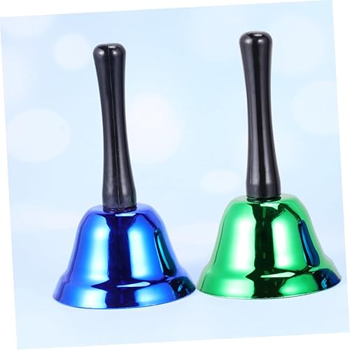 Miniatura 9 de Juego de campanas de anillo de 2.953 in, campanas de metal de mano para fiesta de Navidad, escuela, decoración del hogar, verde y azul