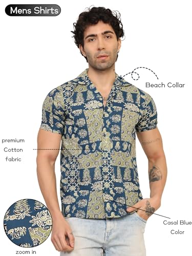 Image of KE KANHA EXPORTS Shirt for Men /Cotton Shirts for Men /Stylish Mens Casual Shirt /Men's Slim Fit Shirt & Regular Fit Shirt for All Occasions Western Beach Summer Shirt Style