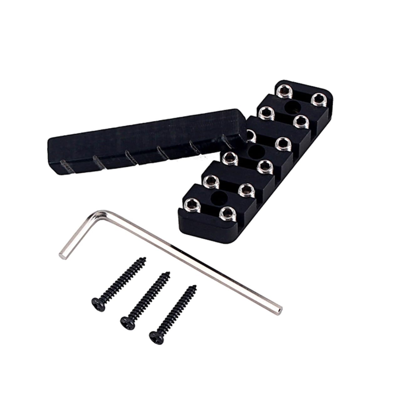 Toyvian Dado e Regolazione Altezza in Rame di Bloccaggio delle Corde per Chitarra Elettrica a 6 Corde Nero con Capotasto in Osso di Cammello