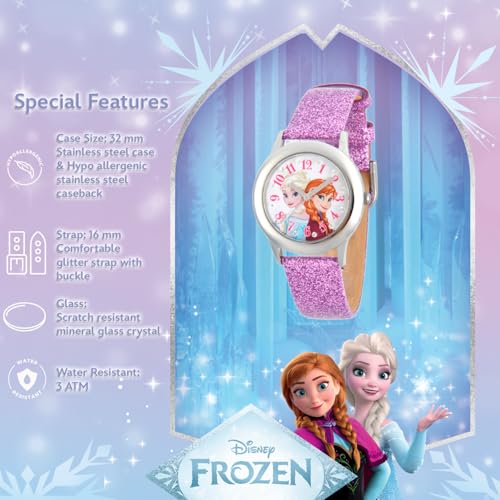 Disney Infinity Kids' W002506 Frozen Elsa & Anna Analog Display Analog Quartz Purple Watch4