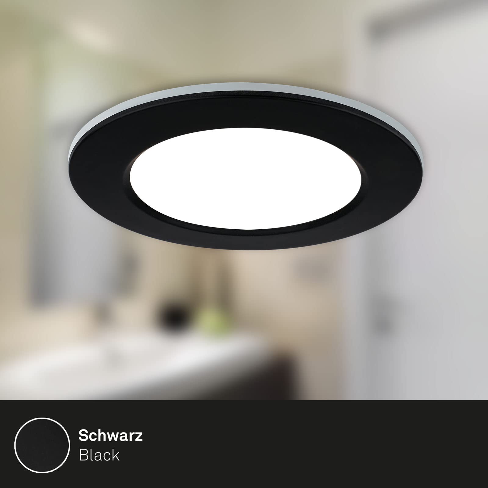 BRILONER - Set di 3 luci da incasso LED a soffitto, luci da incasso RGB CCT, faretto da incasso LED per bagno, faretto da incasso per bagno IP65, nero, 92x45 mm (DxH)