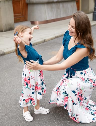 PATPAT Family Matching Outfits Summer Beach Tropical Holiday Ruffle Sleeve Mommy and Me Dresses and T-Shirts Sets3