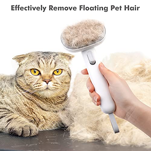 aumuca Cat Dog Brush with Release Button, Cat Grooming Comb for Long or Semi-Short Haired Cats, Pet Brush for Shedding Removing Loose Fur and Massage - Image 7