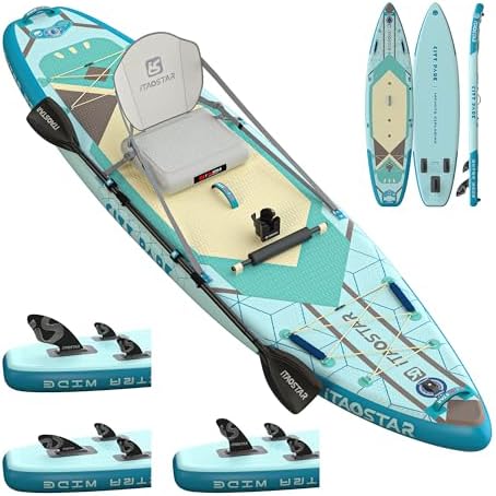 iTAOSTAR C03A 35" Super Wide Paddle Board, More Fun Inflatable Paddle Board with 5 Fins, 12 Foot Stand Up Paddle Board with Premium SUP Accessories for Adults of All Skill Levels