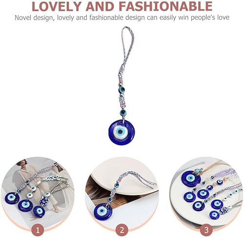 Miniatura 8 de KESYOO Llavero de ojo turco para colgar en el automóvil, adornos para colgar en el auto, color azul turco, dije de ojo malvado, llavero, adorno