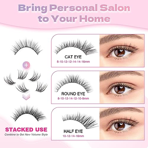 Glowing Win Individual Lashes DIY Lash Extensions Kit with Lash Bond&Seal and Applicator 144PCS Cluster Lashes Set Transparent Band Reusable False Eyelash Extensions Natural Look 8-16mm C D Curl - Image 3