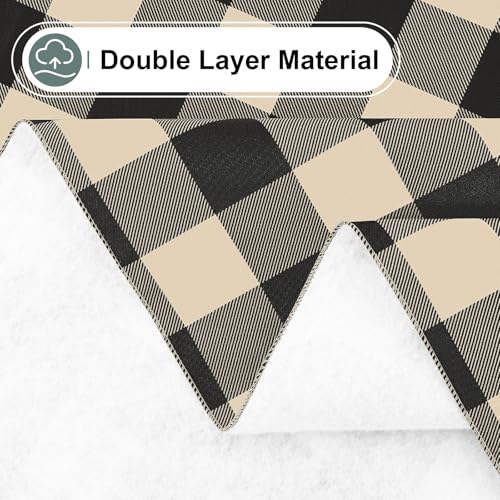 Image of misaya Square Waterproof Vinyl Table Cloth, Buffalo Flannel Backed Tablecloth, Wipeable Plastic Table Cover for Dinner, Kitchen, Outdoor (54 inch x 54 inch, Black and Beige)