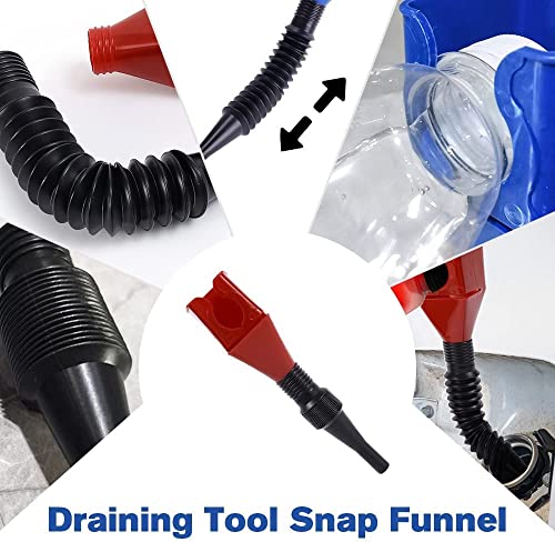 Flexible Funnel Funnels For Automotive Use Flex Funnel, Plastic Flexible Funnel Petrol For Cars And Motorcycles, Multi-Function Universal Plastic Funnel Refueling Tool. (White*5) #TOP4