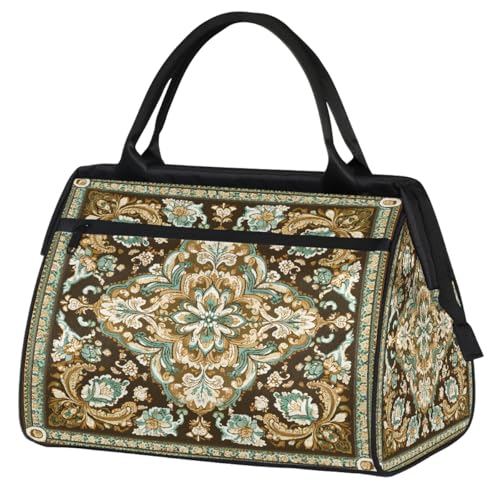 Overnight Weekender Bag for Men Women,Vintage Carpet Texture Travel Duffel Bag Waterproof Carry On Sports Gym Bags Luggage for Traveling Yoga Camping Airplane Hospital,A-24