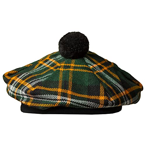 Image of Scottish Tam O' Shanter Hat Tartan Bonnet Pom Pom Wool Flat Cap One Size
