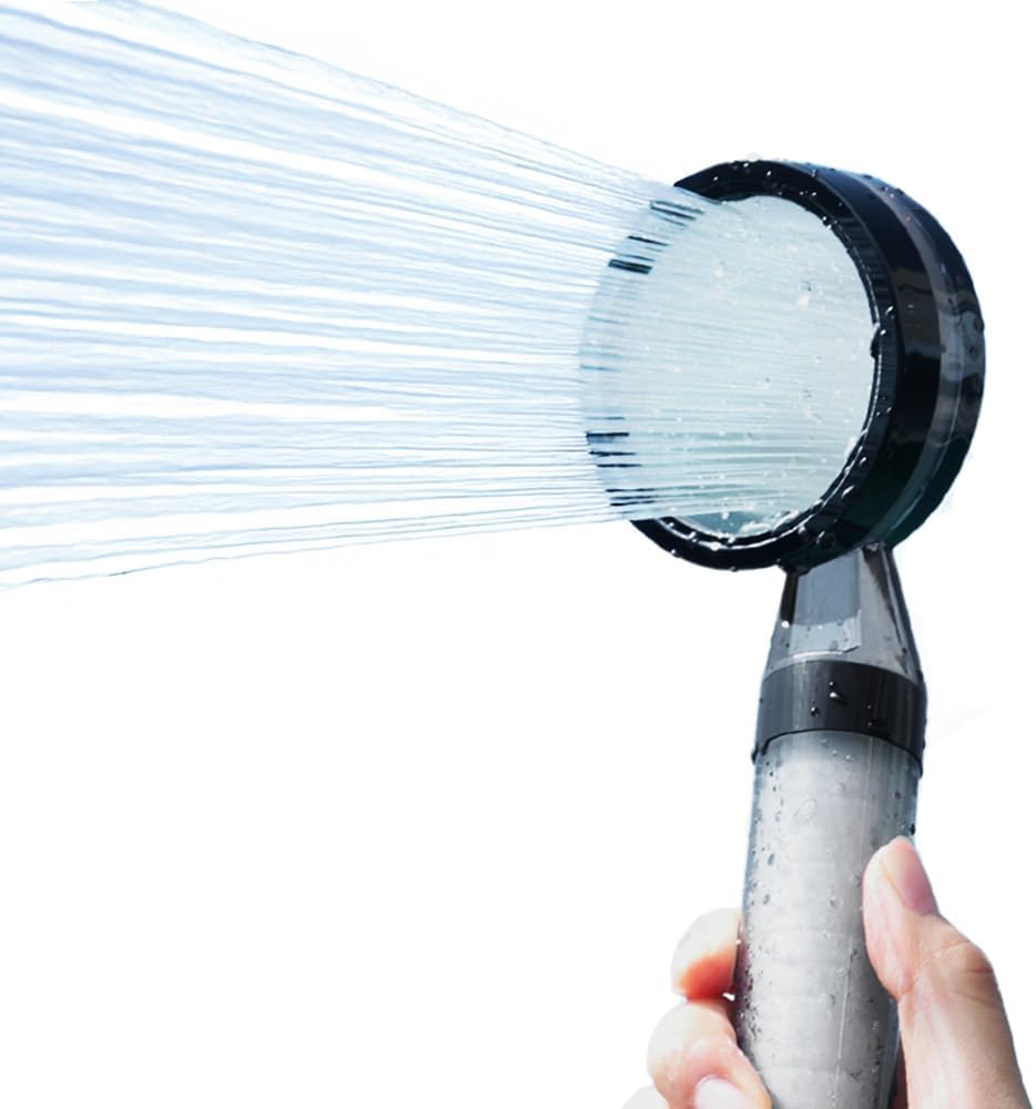 Puribath shower head spraying strong streams of water