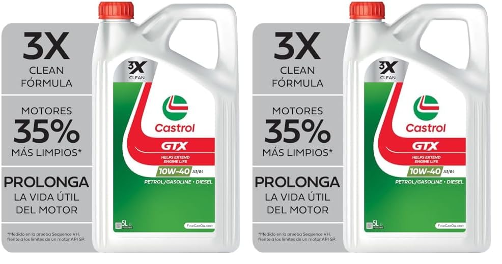 Castrol GTX 10W-40 A3/B4 Motoröl, 5L (Packung mit 2)