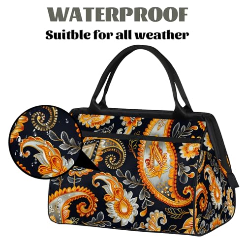 Overnight Weekender Bag for Women Men Paisley Abstract Ethnic Waterproof Carry On Travel Duffel Bags with Zipper Lightweight Sports Gym Bag Luggage Workout Handle Bags for Traveling Yoga Camping3