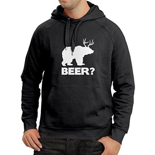 lepni.me Sweatshirt à Capuche Manches Longues l'ours Amoureux de la Bière Conception Parodique Humoristique (L Noir Blanc)