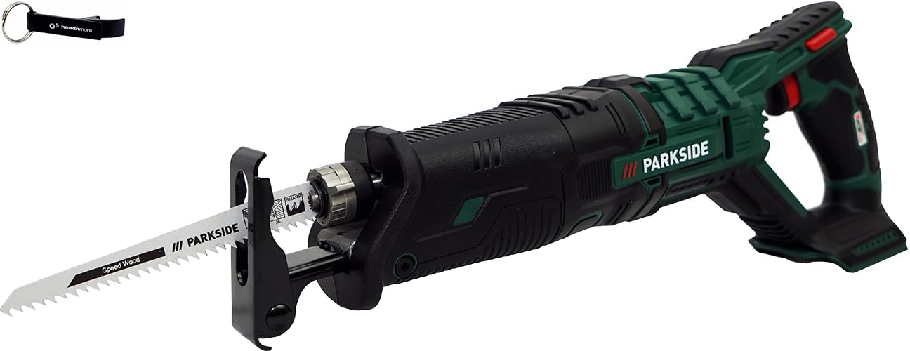 HEADNMORE Bundle Parkside PSSA 20-Li - Sierra sable con batería (20 V, sin batería) + llavero HEADNMORE