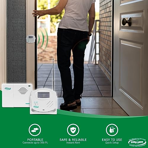 Image of Smart Caregiver Wireless Motion Sensor Alarm System with Pager for Fall and Wandering Prevention | Mountable Motion Detector Alarm Alerts Medical Caregiver with Up to 300' Range | Bed or Door Movement