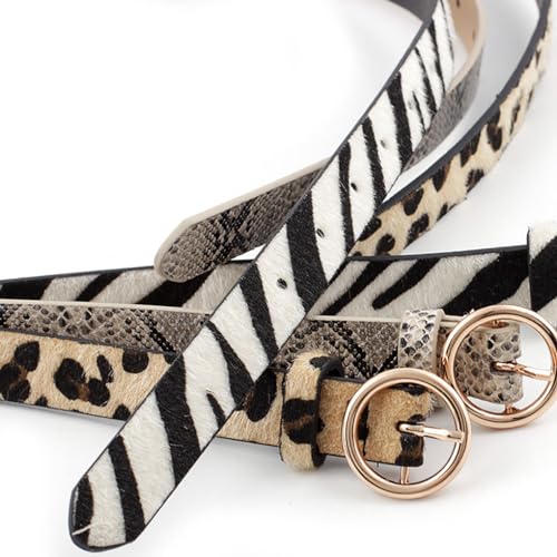 Generic 3 Pcs Punk PU Leather Belt Leopard Print Snake Print Zebra Print Waistband Waist Belt for Women Girls Dress Jeans Pants Blouse Tshirt3