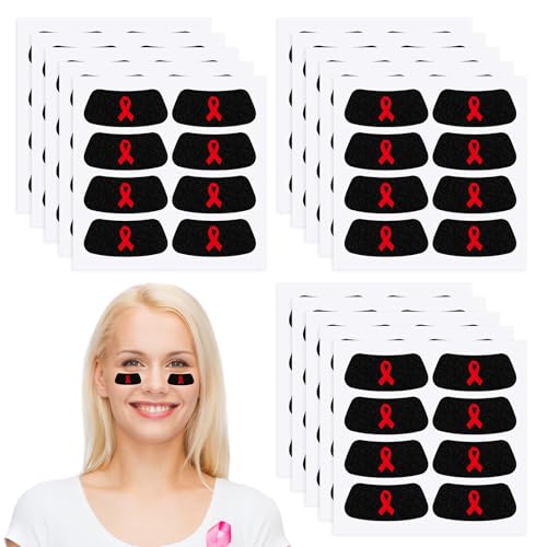 Cholemy 120 Pairs Eye Black Stickers, Red Ribbon, Red1