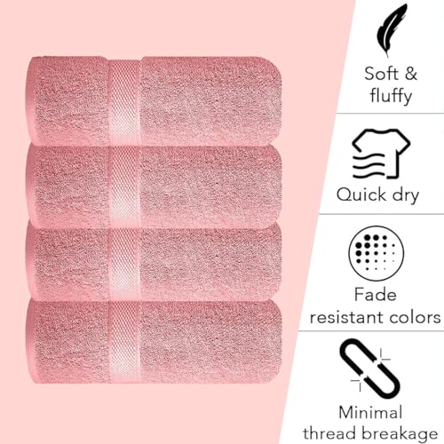 Image of Sulfar 100% Combed Cotton, Quick Drying Highly Absorbent, Luxury Hand Towel Set (Pack of 4, 40 X 70 cm) Basic Pink