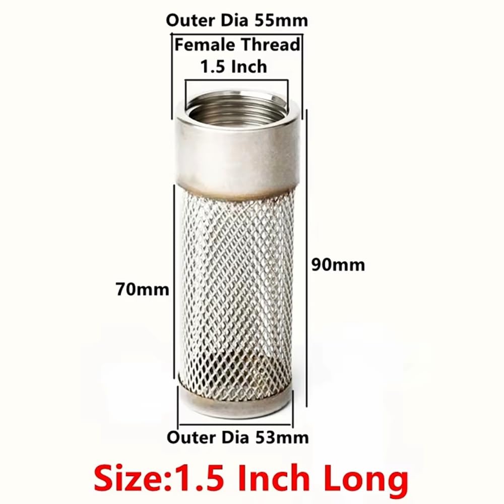 Filtro de manguera de agua inoxidable, pantalla de malla, SS304 de 1/2" a 4" for riego, acuarios y mangueras de bomba, 1 pieza, reutilizable(2 Inch Short)