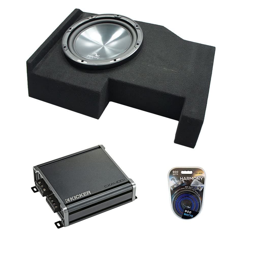 Harmony Audio HA-R124 Compatible with Chevy Silverado Crew Cab 2014-2018 Rhythm Series,46CXA4001 Class D Mono 800W Peak Amp and GM1X12-CREW14UP Single 12