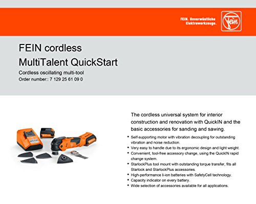 Fein Afmt12Qsl Cordless Multitalent Quickstart Starlockplus Oscillating Multi-Tool With Snap-Fit Accessory Change #TOP6