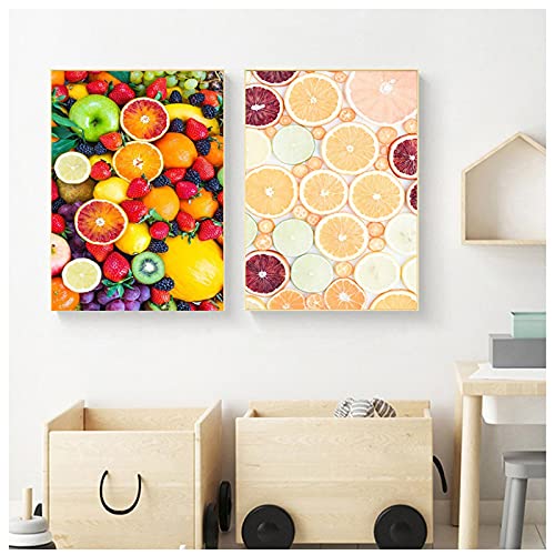 Affiches de cuisine fruits et légumes | Toile minimaliste nordique 70x100cm sans cadre 2pcs