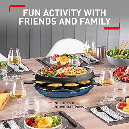 Tefal Colormania RE310440 3-in-1 Raclette Cooker Set Grill and Crepe, Non-Stick Coating, Dishwasher-Safe, Aluminium,Red