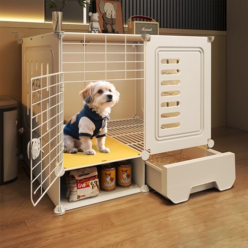 犬ケージ 大型犬用ゲージ トレイ付きでお手入れ簡単 大容量 簡単な組み立 屋内および屋外での使用に適しています (71*46*63白1)