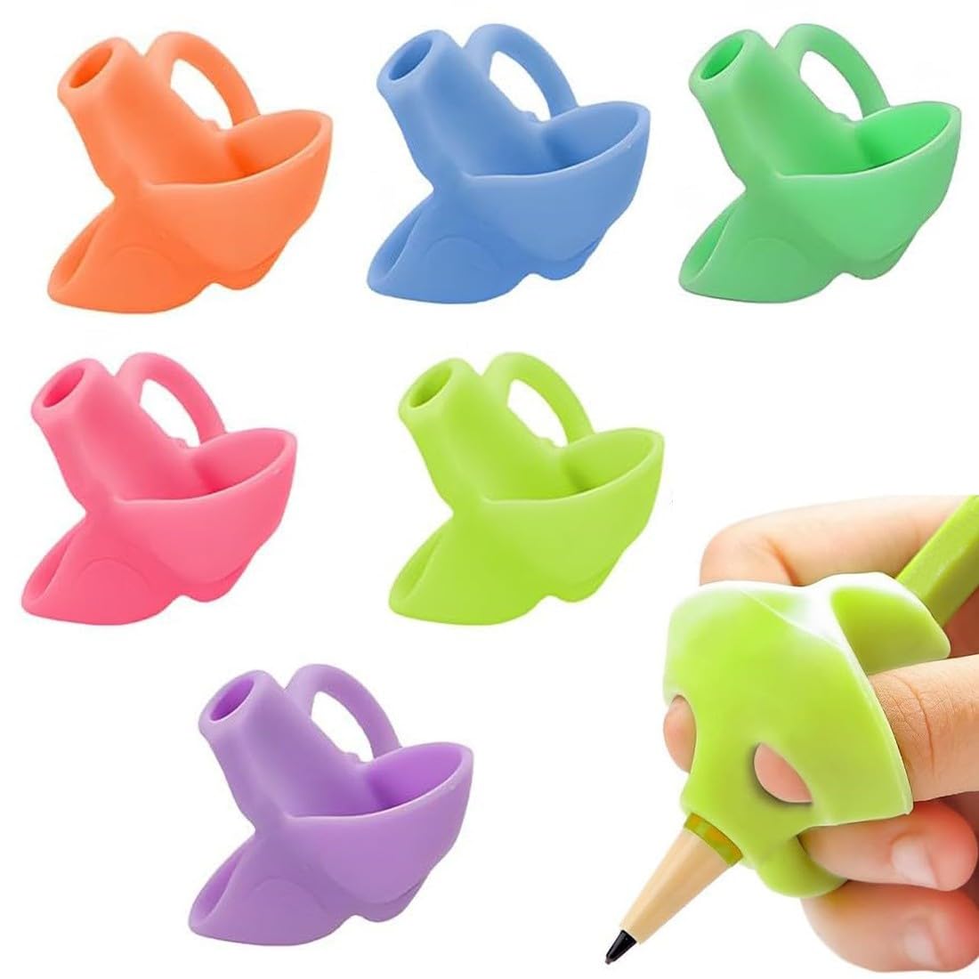 WXNPA 6 Piezas Adaptador Lapiz para Niños, Soporte de Lápiz de Niños Herramienta de Corrección de Postura de Escritura para Lápices，Adaptador Lapiz Pencil Grip de Ergonómicas Herramienta