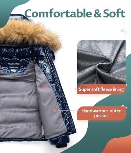 Image of CREATMO US Boy's Water Resistant Winter Coats Warm Fleece Lined Outwear Windbreaker Ski Jacket