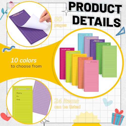 Image of Censen 10 Pack 500 Sheets to Do List Notes Daily Checklist Notepad with 50 Sheets Undated Memo Pad Color Block Shopping List Weekly Plan Notepad Organizer Planners(Colorful,Motivation Words)