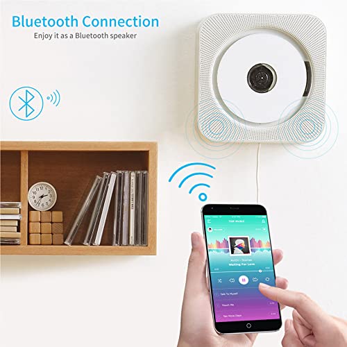 Wall-Mountable-CD-Player-with-Bluetooth-Portable-CD-Music-Player-with-Remote-Control-HiFi-Sound-Speaker-FM-Radio-Support-AUXUSB-Headphone-Jack-for-Home-Kids-Kpop-Gift