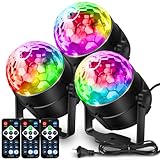 NEQUARE Disco Ball DJ Party Lights Sound Activated with Remote Control Strobe Lamp 7 Modes Stage Light for Home Room Dance Parties Karaoke Halloween Christmas Birthday Decorations[3-Pack]