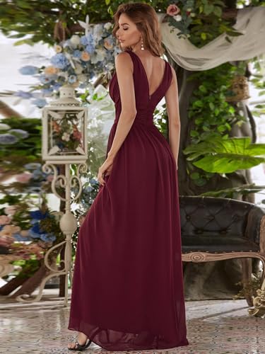 Image of Ever-Pretty Womens Bridesmaid Dress V-Neck Sleeveless A Line Chiffon Floor Length Formal Dress 09016