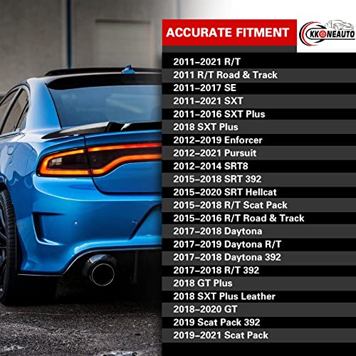 Rear Trunk Spoiler Compatible With 2011-2021 Dodge Charger Gt/Rt/Se/Srt/Sxt 4 Door, Charger Rear Spoiler Wing, Hellcat Style Abs Rear Trunk Lip Spoiler Wing Rear Trunk Ducktail Lip Wing, Gloss Black #TOP4