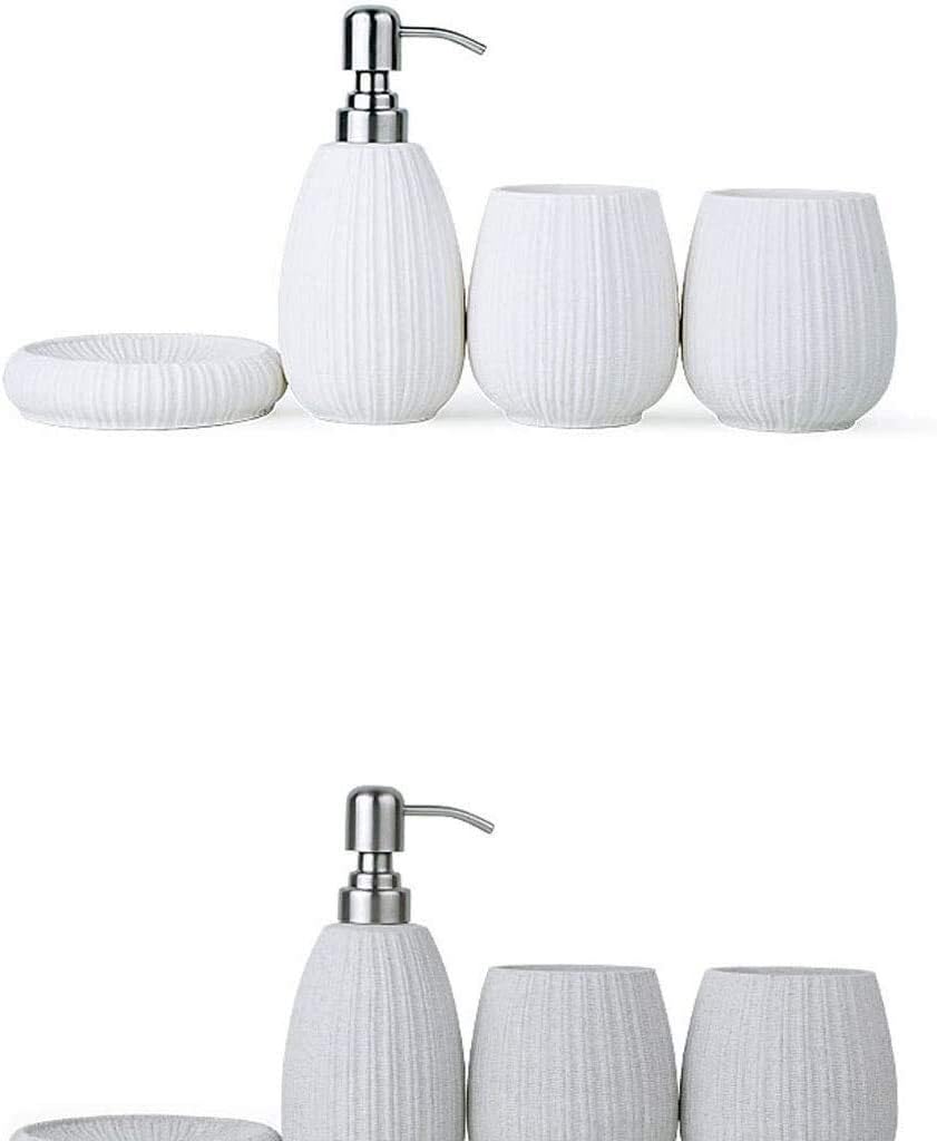4-Piece Bathroom Set Including soap Dish with soap Dispenser Pump for Decorating and Heating Gift Set (Color : Pink Size : 4 Piece Set) (Gray 4 piece set) image 2